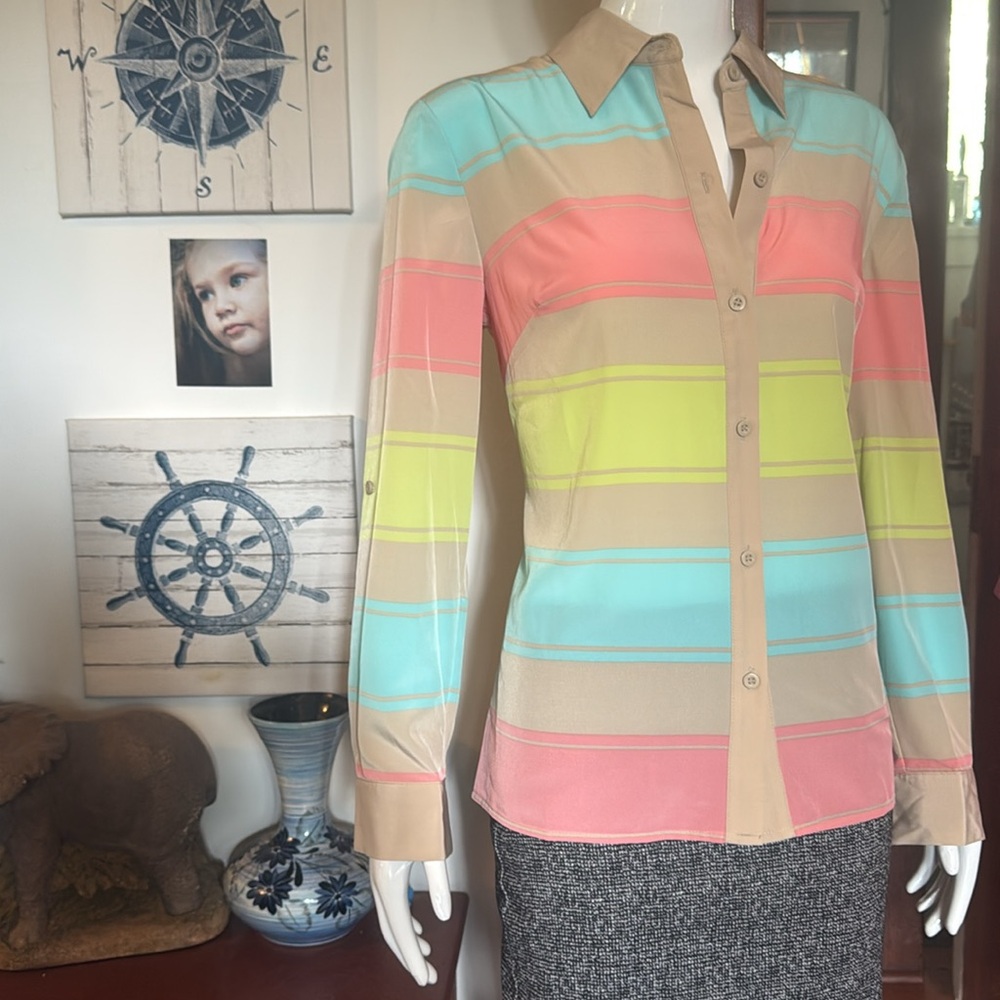 NWT Style&Co size small Colorful Striped Women's Button-Up Shirt